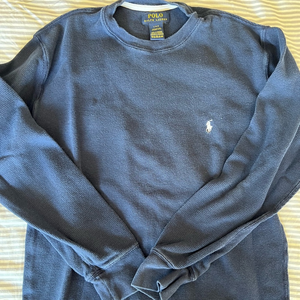 Polo Ralph Lauren Navy Blue Waffle Long Sleeve Shirt